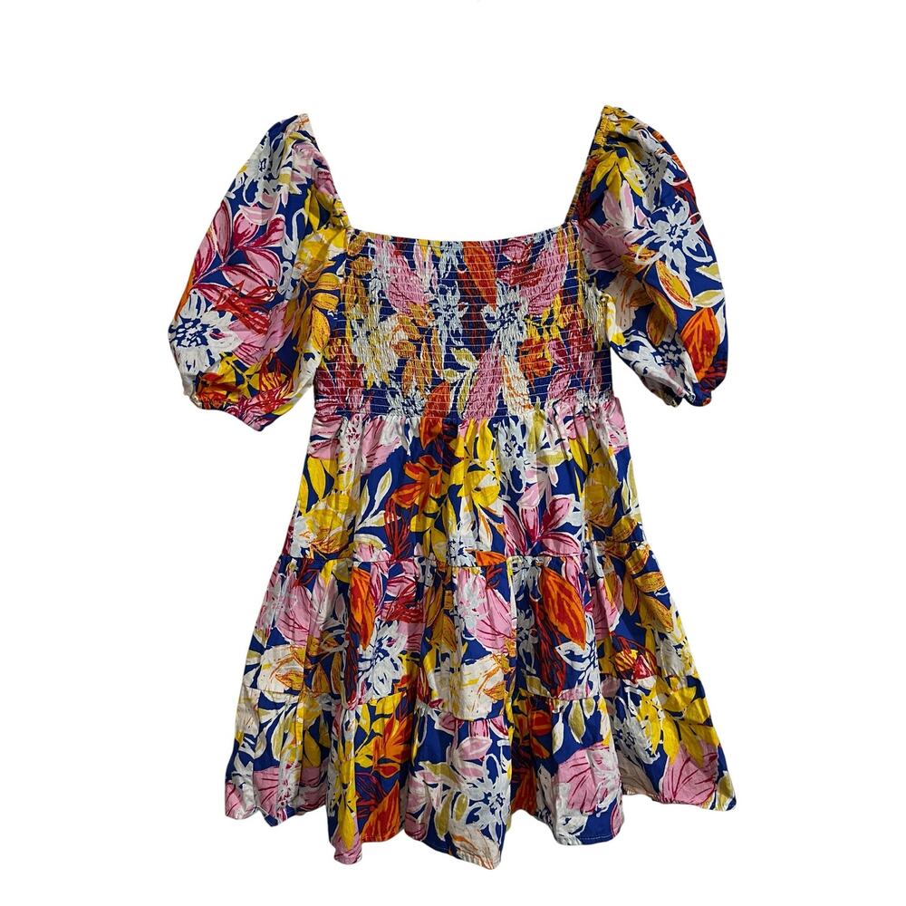 Flying Tomato Floral Puff Sleeve Mini Dress Cottagecore Boho Tropical L